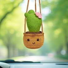 1 pieza de adorno colgante para el espejo retrovisor, hecho a mano en estilo bohemio, accesorio ideal para mujeres, niñas, amantes de suculentas/cactus, decoración interior verde para el coche, también apto como accesorio colgante para camiones, decoraciones y regalos de boda, decoración del hogar