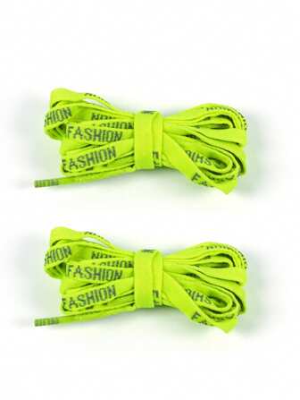 2 Pairs Glow In The Dark Alphabet Print Shoelaces, Shoe Accessories Fit For Skate Shoes, Casual Sneakers, Athletic Shoes