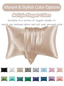 Luxurious Silky Soft Pillowcase - Breathable Skin-Friendly Cool Feel, Solid Color With Envelope Closure - Machine Washable Bedding Washed Silk Pillowcase Single Ice Silk Satin Silk Faux Silk Pillowcase Christmas Gift