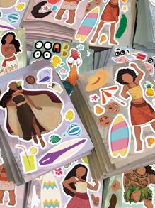 Disney 8pcs Disney Moana Stickers DIY Jigsaw Assembling!Make Your Own Moana Characters, Waterproof PVC Cartoon Decoration Luggage,Guitar,Water Cup,Phone Case,Laptop Gift Decal