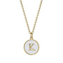 Initial Opal Letter Necklace Jewelry Gifts For Women, Gold Plated Alphabet Opal Pendant Necklace Round Disc Initial Necklace Engraved Letter Necklace With Adjustable Chain Pendant Enhancers For Women And Girls Fashion Style Jewelry