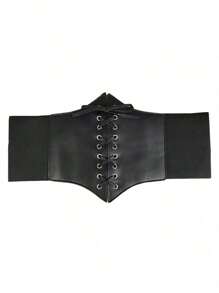 1 europäischer und amerikanischer modischer elastischer Bund für Frauen, hochwertiger und vielseitiger dekorativer Gürtel, schwarzer Bund, außen getragen Lolita-Bund Frauen Korsettgürtel für Kleider, Taillenformer zur Taillenschlankung und Bauchkontrolle Halloween Kostüm