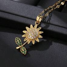 Fashionable Fresh Daisy Flower Copper Pendant For Ladies Party Pendant Elegant Stainless Steel Chain Exquisite Birthday Gift
