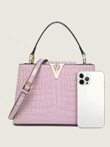 Bolsa feminina de luxo com grande capacidade, bolsa, textura de pedra de alta qualidade com relevo de crocodilo, bolsa de ombro versátil da moda 2025, bolsa de grande capacidade, bolsa retrô casual estilo urbano, bolsa carteiro minimalista brilhante de alta qualidade, bolsa transversal de verão, nova bolsa de mãe clássica de alta qualidade