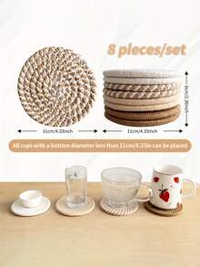 Set de 1/4/8 unidades de posavasos absorbentes, tapetes minimalistas para bebidas para la mesa de centro del hogar, regalo de inauguración de la casa para bar, serie marrón, forro de tela no tejida, posavasos absorbentes para bebidas, decoración del hogar, perfecto para la decoración del hogar y la protección de la mesa - Multicolor - Ver 11