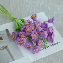1/3/6pcs Handmade Crochet Lily Of The Valley Flowers, Artificial Flowers. DIY Crochet Flower Bouquet For Her, Friends, Family, Teachers, Home Decor, Weddings, Birthdays, Parties. Suitable For Autumn/Winter Decor, Thanksgiving, Graduation, Back To School Seasons And Other Holiday Creative Gifts - Purple - View 11