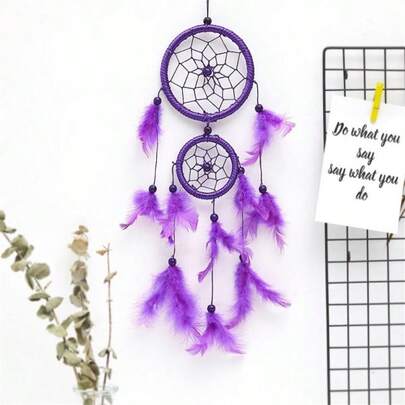1pc Dreamcatcher Home Decor, Handwoven Feather Hanging Ornament, Girly Room Decoration, Simple Dream Catcher Wind Chime, Cute Birthday Gift