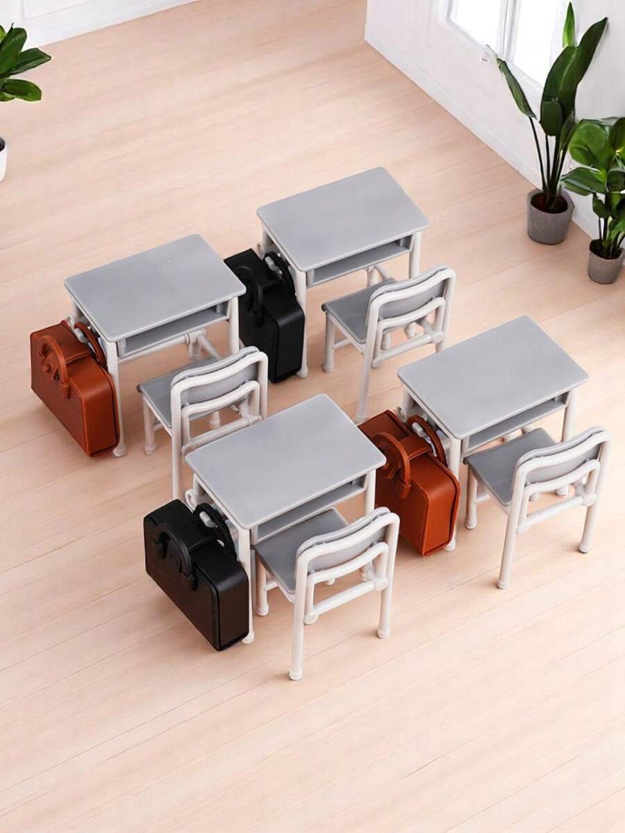 [Mini Desk & Backpack Set] Compact And Adorable, Recreating Classroom Scenes With Great Creativity! Exquisitely Realistic Design: Mini Desk + Backpack, Perfectly Reproducing The Atmosphere Of The Classroom, With Lifelike Details. Fun Interaction: Suitable As Dollhouse Accessories, Handicraft DIY, Or Photography Props, Adding Endless Enjoyment. - Multicolor - View 1