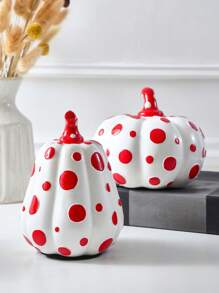 1pc Creative Resin Polka Dot Pumpkin Decor Figurine, Unique Pumpkin Decorative Crafts, Multiple Colors Available, Suitable For Living Room, Study, Nightstand, Dining Room, Wedding, Party Home Decoration
