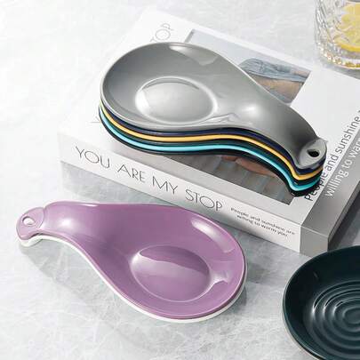 2pcs Plastic Spoon Rest, Soup Spoon Holder, Heat Insulation Mat, Kitchen Tool