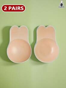 Plus Size Ladies12CM Rabbit Shaped Silicone Breast Lift Tape, Nipple Cover For Summer, Strong Adhesive Reusable Invisible Bra, Clean Chest Before Use, Sweat & Water May Reduce Adhesiveness - Apricot - View 7