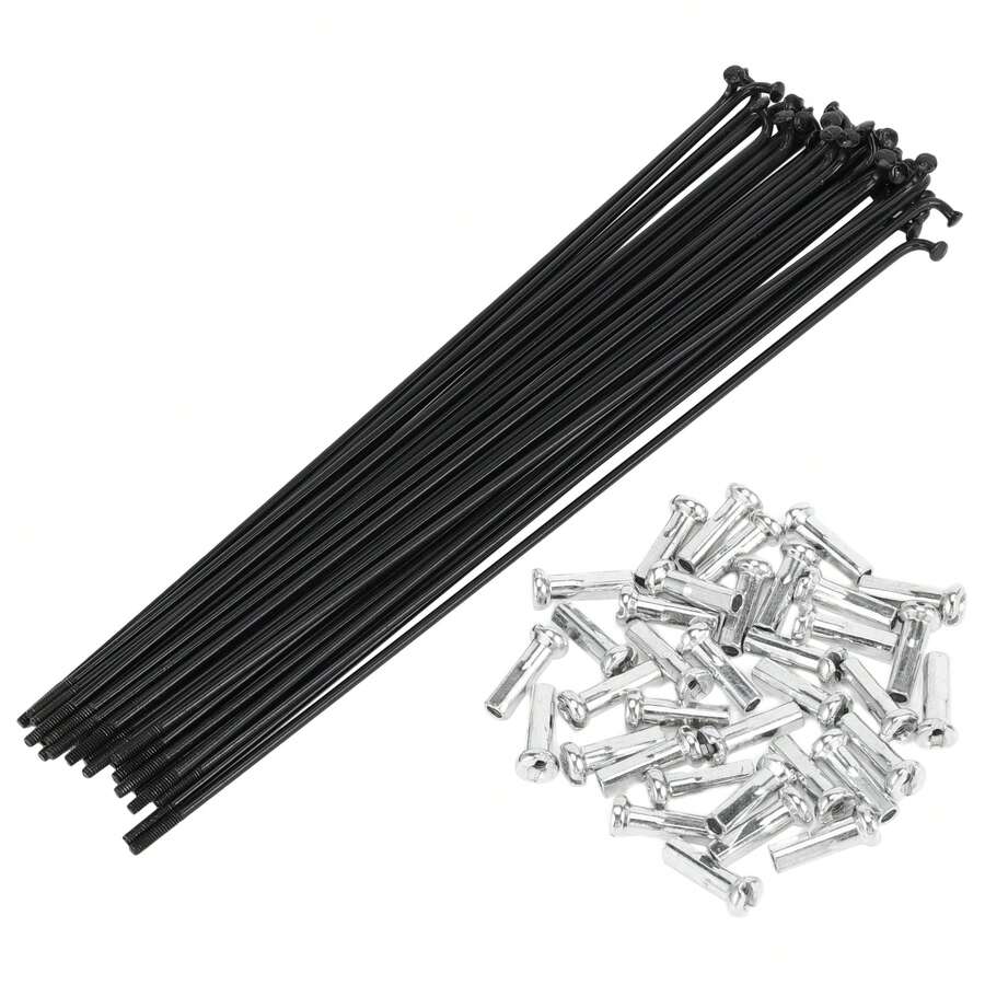 Bicycle Spokes Carbon Steel Bike Spoke With Nipples For Most Bicycle - 黑色 205mm 14G 36件碳鋼 - 查看 1
