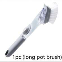 1 Set Dish Brush With Soap Dispenser, Long Handle Kitchen Brush For Cleaning Pots, Sink And Stove, Durable Scrub Brush For Cast Iron Skillet And Baking Sheets