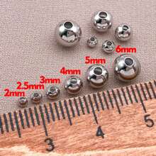 50/100pcs 18K Gold Plated Round Beads 2/2.5/3/4/5/6mm Long-Lasting Round Smooth Spacer Beads Seamless Loose Balls Mini Seed Beads For DIY Necklace Jewelry Making Supplies