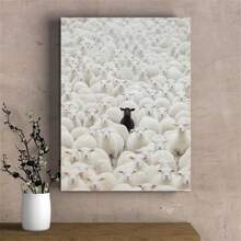 1pc Black Sheep In Aries Canvas Art Print, Art Deco Modern Style Wall Hanging Decor, Living Room, Home Office, Classroom, Hotel - Indoor Artwork,No Frame