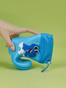 A Pair Of Four Season Children's Rain Boots, Anti Slip And Wear-Resistant Rain Shoes For Boys And Girls, Cartoon Dinosaur Crocodile Shaped Design, Waterproof And Odor Proof Sports Water Shoes, Suitable For Outdoor Play And Dressing In Rainy Days, And For Outdoor Travel During Rainy Seasons - Blue - View 8