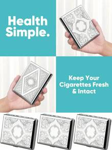 1PC Metal Cigarette Case For Regular, King Size, 100's, Can Hold 20 Cigarettes Cigar Boxes Pocket Cigarettes Holder Storage Container For Men Women ,Smoking Accessories, Cigarette Storage