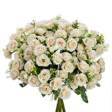 1/3/5 件浪漫人造花中心装饰塑料花茶玫瑰花束假植物桉树叶适用于婚礼房间家居酒店派对活动新年礼物手持插花情人节婚礼/家居/卧室/客厅/餐桌装饰/新娘花束/户外花园