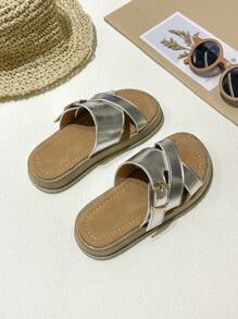 Ciabatte estive per ragazze, modello 2025, nuove, con punta aperta, fondo spesso, morbide e confortevoli, versatili, stile retrò, slip-on, adatte per l'esterno e la spiaggia