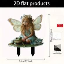 2D Flat Bohemian Style Fairy & Frog Garden Sign - 2D Outdoor Decor With Blonde Fairy In Enchanting Forest, Durable Plastic, No Batteries Needed - Perfect Housewarming Gift, Suitable For Yard, Lawn, And Patio, Frog Garden Decoration