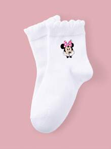 Disney 5 pares de calcetines deportivos para niños/niñas para primavera/verano, con decoración de ratón de dibujos animados, fashionables, suaves, transpirables, absorben la humedad, adecuados para estudiantes, uso diario, regalos, viajes