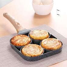 1pc 4-Hole Nonstick Egg Pan, Flat Egg Dumplings Frying Pan For Breakfast Egg Burger Cooking Kitchen Tools Pot