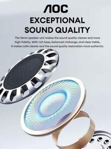 AOC Écouteurs Bluetooth AOC ACD2504, style tour d'oreille, son de haute qualité, longue durée de vie de la batterie, affichage LED de l'alimentation, faible latence pour le jeu, avec cordon, portable, convient pour les affaires, les réunions, les sports, compatible avec les smartphones et les ordinateurs