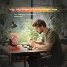 BDQ Camping Fan Battery Operated Powered Fan With LED Lantern Light 10000mAh Rechargeable Portable Fan, Oscillating Fan With 360° Rotation Hanging Hook For Tents, Cordless USB Desk Fan