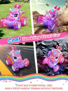 Coche teledirigido de 4 ruedas motrices con luces LED que da vueltas de 360°, coche eléctrico de juguete de 2.4GHz, regalo para niñas de 3 a 6 años