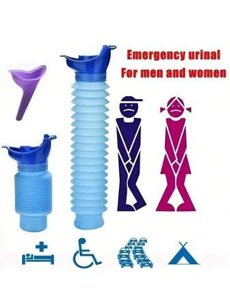 2 件便携式可重复使用折叠旅行小便器，适合所有年龄段，户外应急，可折叠且易于携带，旅行必需品