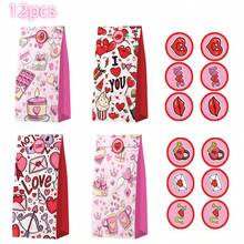 12个粉色主题图案礼品袋 - 彩色 - 查看 11