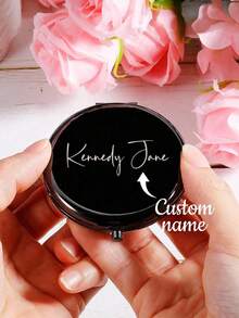 1pc Custom Name Compact Pocket Makeup Folding Mirror Graduation Gift Sister Friends Bridesmaid Party Gift Birthday Gift Gift, Waterproof, Compact Exquisite, Stylish, Fashionable, Modern, Contracted Custom, Personalized, Unique Ideal Gifts For Him Her,Vacay Vibes