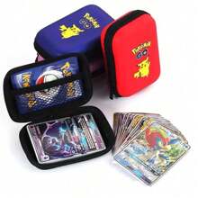 pokemon Nuovo contenitore portacarte Pokémon da 50 capacità, scatola di archiviazione con zip, album, custodia, confezione regalo per collezione di carte Pokémon, custodia nera per gioco di carte