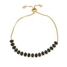 1 pieza Pulsera de acero inoxidable con piedra de circonita de color ovalada, de estilo minimalista y elegante, apta para citas, fiestas y atuendo de trabajo - Pulsera de 1 - Ver 14