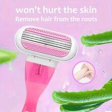3-Layers Manual Razor For Women,Classic Razor, Shaving Set,Replacable Stainless Steel Blades,Women Shaver With Lube Strip,Reusable Blades