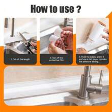 1 pieza Cinta selladora blanca para baño y cocina, cinta selladora impermeable anti-moho, previene la humedad y el moho, pegatina decorativa para juntas de bordes de baño y inodoro