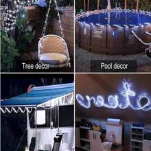 Solar String Lights, 8 Modes Waterproof Solar Outdoor Lights, Suitable For Garden, Backyard, Patio, Deck, Porch, Pool, Tree Decor - Multi-Color - White Light - View 7