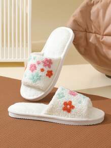 Mules ouvertes aux orteils brodées de nuages pour femmes, sandales douillettes respirantes et antidérapantes pour intérieur/extérieur, convient pour le printemps, l'automne et l'été