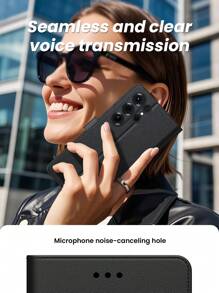 Funda billetera multifuncional negra de PU para teléfono Android