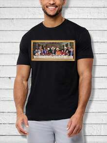 Camiseta casual de verano para hombre cuello redondo, estampado de toro 100 % algodón 220 g color negro grueso manga corta - Negro - Ver 1