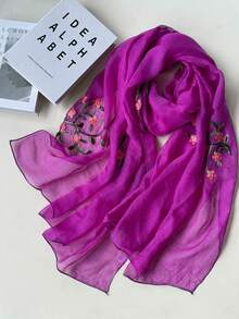 1pc Minimalist Elegant Delicate Embroidered Multi-Color Fashion Party/Travel Lightweight Scarf Shawl For Women, Spring/Summer - Multicolor - View 8