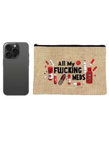 Medical Pattern Makeup Bag; Cute Makeup Bag; Medical Package; Girl Travel Makeup Storage Bag; Cosmetics Storage; Drug Storage; Portable Design; Protecting Cosmetics; Classified Storage; Fashion Accessories: Items That Combine Practicality And Aesthetics, And Can Be Used As Fashionable Accessories - Multicolor - View 2