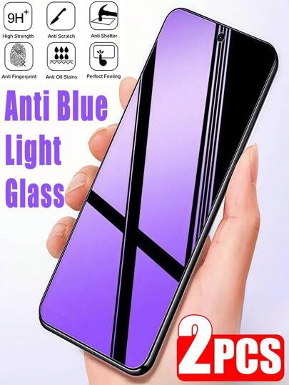 2 Stück HD Blaulicht-blockierende transparente gehärtete Glasfolie kompatibel mit iPhone 17 16 Pro Max 15 14 13 12 11 Serie, kompatibel mit Samsung Galaxy A56 A55 A35 A36 A26 A16 A06, kompatibel mit Xiaomi 11T 12T 13T 14T Poco X7Pro X6 M6Pro Redmi Note 13 14 Pro 4G 5G, Augenschutz, explosionsgeschützt, kratzfest, lila Licht Handy Bildschirmschutzfolie, Bildschirmschutz-Grundlagen, geeignet für täglichen Schutz, Büro, Zuhause, wasserdicht, stoßfest, sturzsicher, Handyzubehör