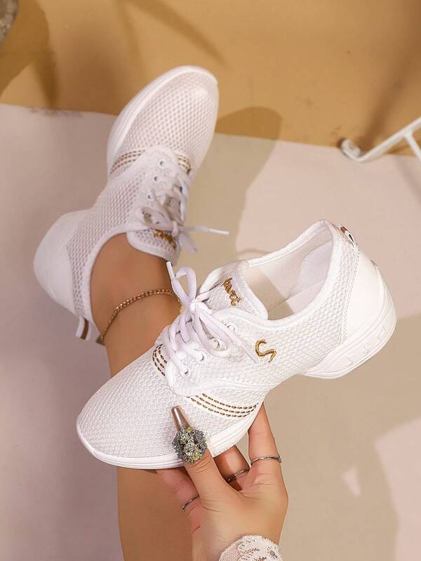 Women's Soft & Comfortable Jazz Dance Sneakers, Lightweight Breathable Low-Top Dance Shoes, Suitable For Modern Dance