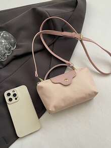 Fashionable And Versatile Popular Hit Women Shoulder Bag, Casual Daily Commuting Briefcase Dumpling Style Handbag, Nylon Canvas Tote Bag, Minimalist Design For Shopping, Mini Phone Pouch, Elegant Quality For Travel, Spring/Summer New - Baby Pink - View 7