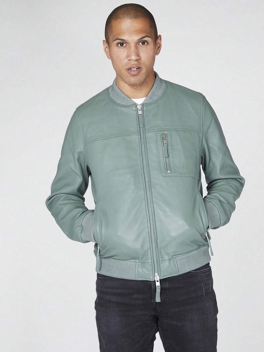 Bolongaro Trevor Real Leather Tommy Bomber Jacket - Green - View 1