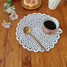 1 peça/3 peças Bases de Mesa de Crochê Feitas à Mão, Toalha de Mesa em Renda Vazada, Marcadores de Lugar em Renda Vintage, Perfeito para Decoração de Mesa em Feriados, Festas, Casamentos, Ramadã, Apanhador de Sonhos, Presente