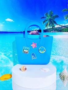 1pc New Marine Life Pattern Silicone Hollow Bag DIY Tote Bag, Storage Mesh Purse, Phone Bag, Beach Bag, Suitable For Vacation Outdoor Use, Parentchild - Beach Bag Type X - View 10