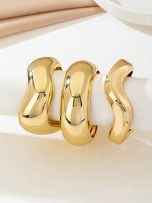 1Set Luxury Gold Snake Texture Smooth Bangle, Suitable For Work, Party, Banquet, Ball, Birthday, Street Style, Influencer, Holiday, Bar Wear - Gold - View 5