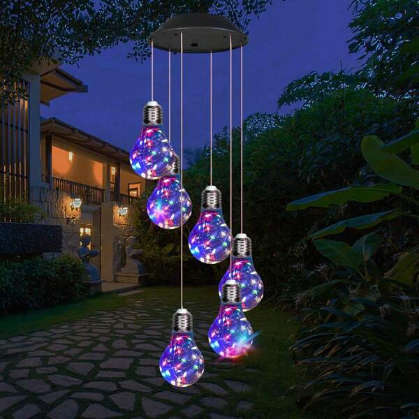 1 Pack, Colorful Lights Solar Wind Chimes For Outside, Hanging Solar Lights Wind Chime For Women Grandma Mom Birthday Windchimes, Christmas Decor For Outdoor Garden Balcony Bedroom Yard